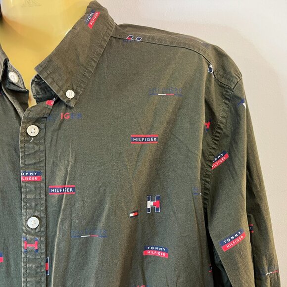 Tommy Hilfiger Men's Olive Green Slim Fit Button Down Shirt - Size XL - Picture 4 of 5